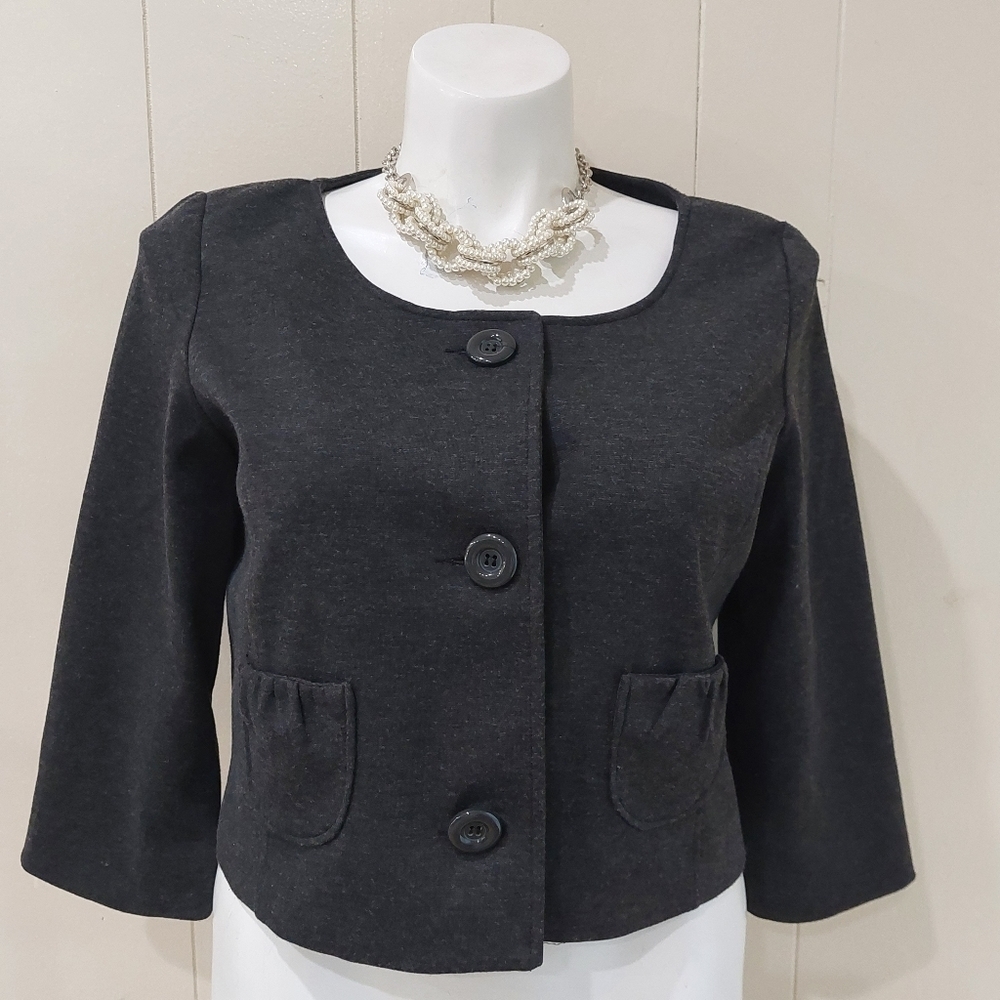 Spiegel Gray Cropped Shrug Women's sz 16 Shabby Chic
